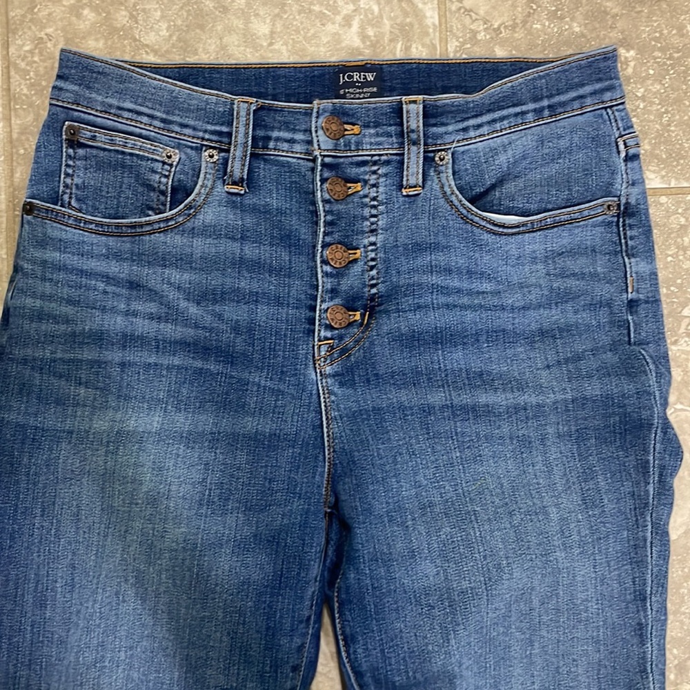 J Crew 10"‎ highest-rise button-fly skinny jean in vintage cape wash Sz 29